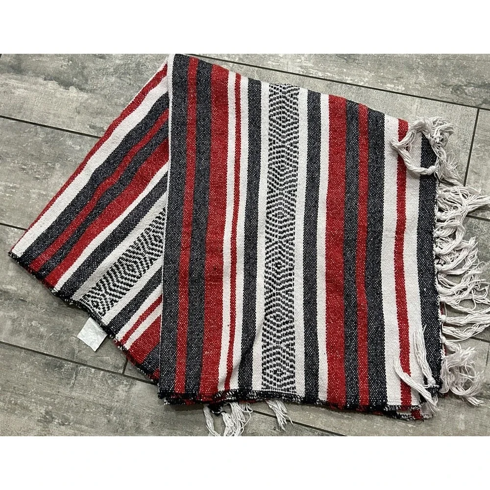 Authentic Falsa Blanket‎ Traditional Woven Made In India Southwestern Boho Aztec